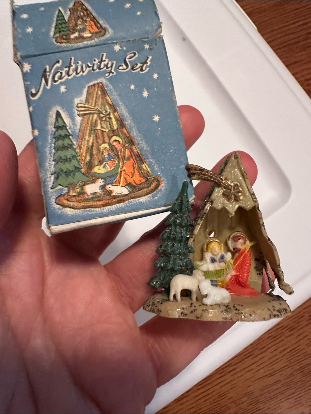 Vintage Nativity Set Scene Diorama Ornament 1960’s